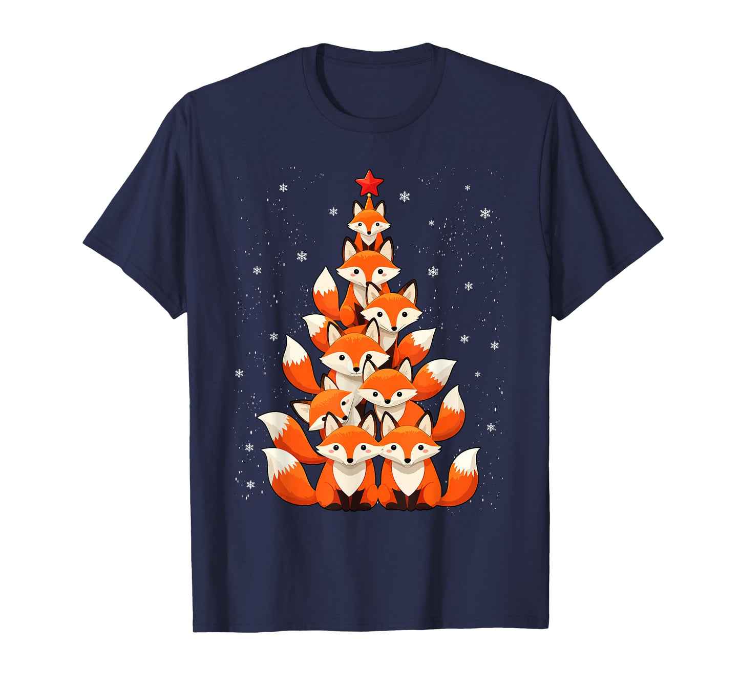 Fox Christmas Tree Fox Xmas Tree for Women and Boys T-Shirt