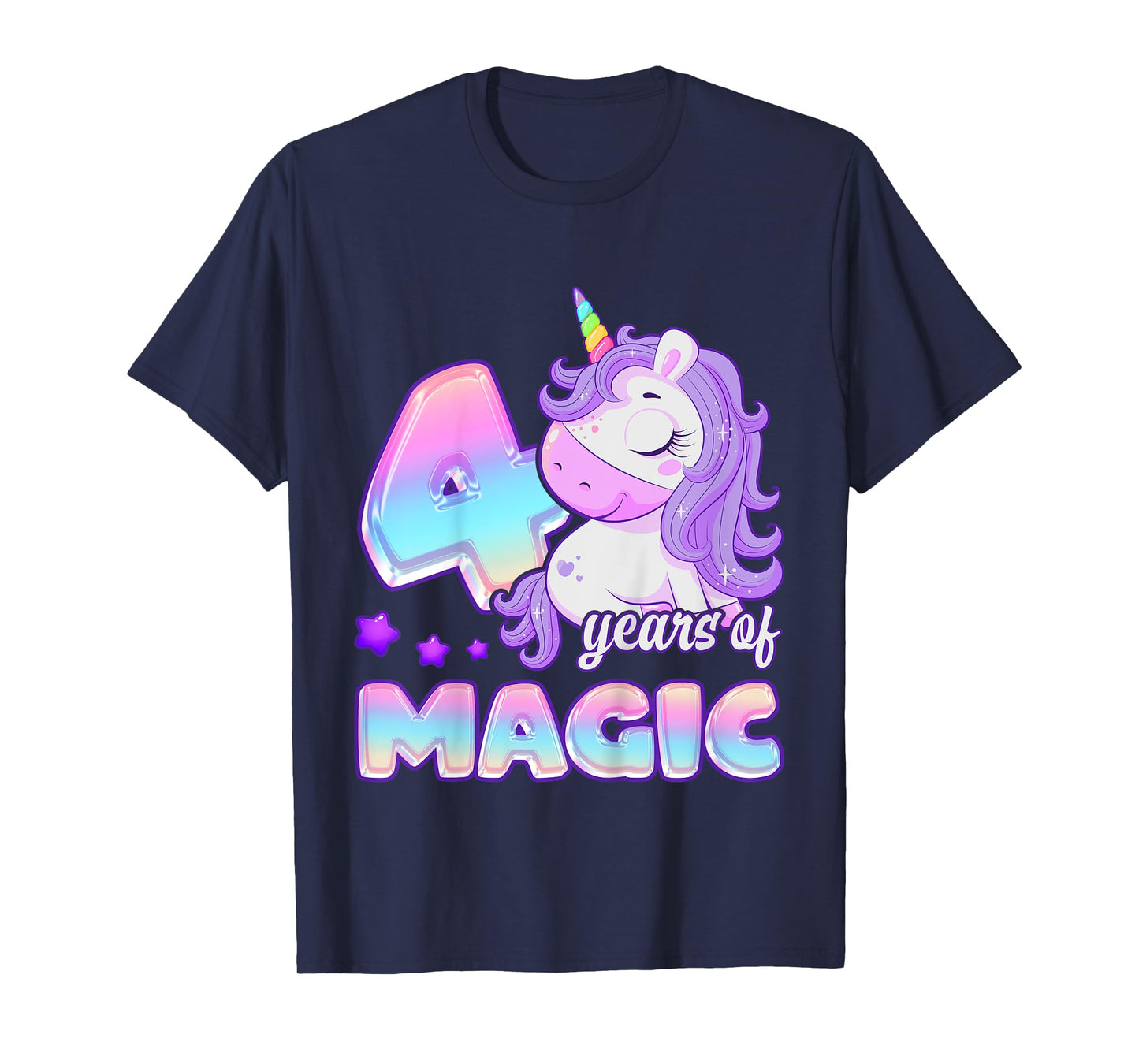 Birthday Girl 4 Year Old, Unicorn 4 Years of Magic Birthday T-Shirt