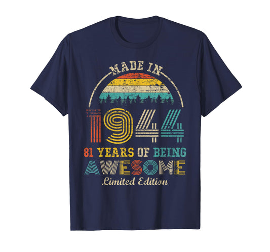 Born in 1944 81 Years Being Awesome Vintage 81st Birthday T-Shirt