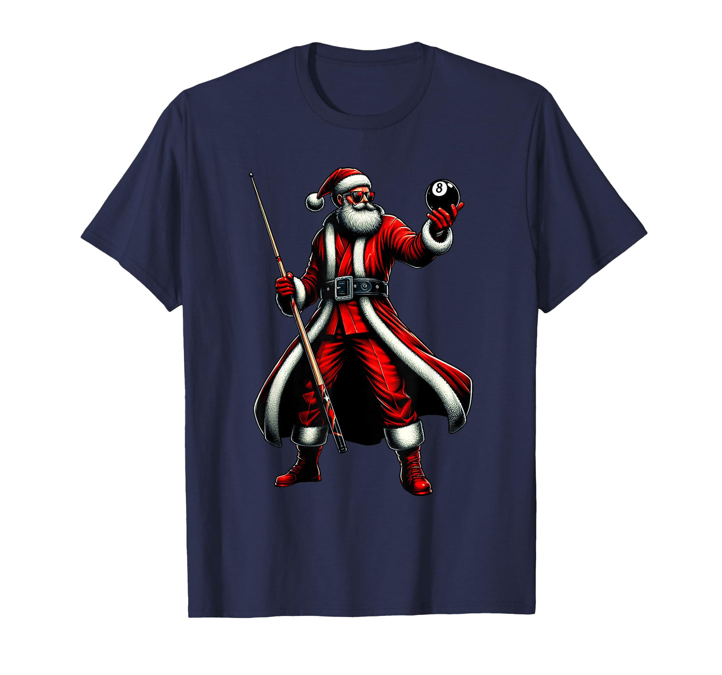 Santa Playing Billiards Men Boys Christmas Billiards Player T-Shirt