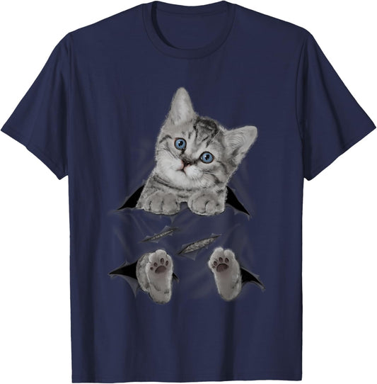 Cute Cat Peeking Out Hanging Funny Gift for Kitty Lovers T-Shirt