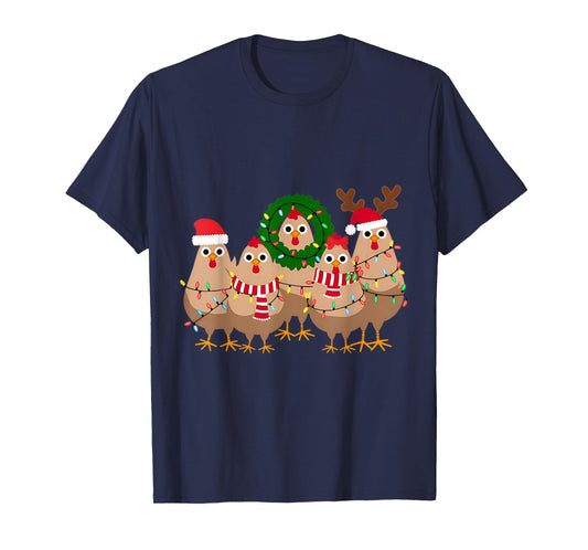 Funny Christmas Chicken T-Shirt - Black, Small, Unisex-Adult, Christmas, Modern, Cartoon, Imported, Polyester 100%, Short Sleeve, Pull On, T-Shirt