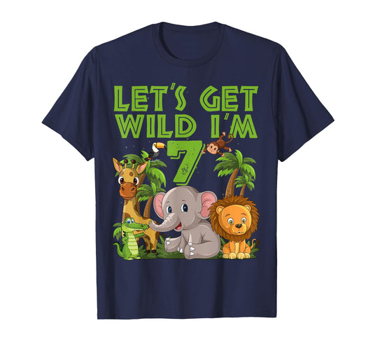 7 Year Old Zoo Birthday Safari Jungle Animal 7th B-day T-Shirt