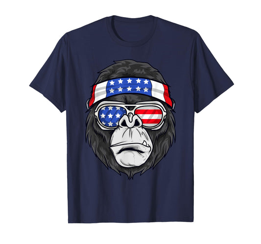July 4th USA - Funny Patriotic Gorilla Women Kids Men T-Shirt