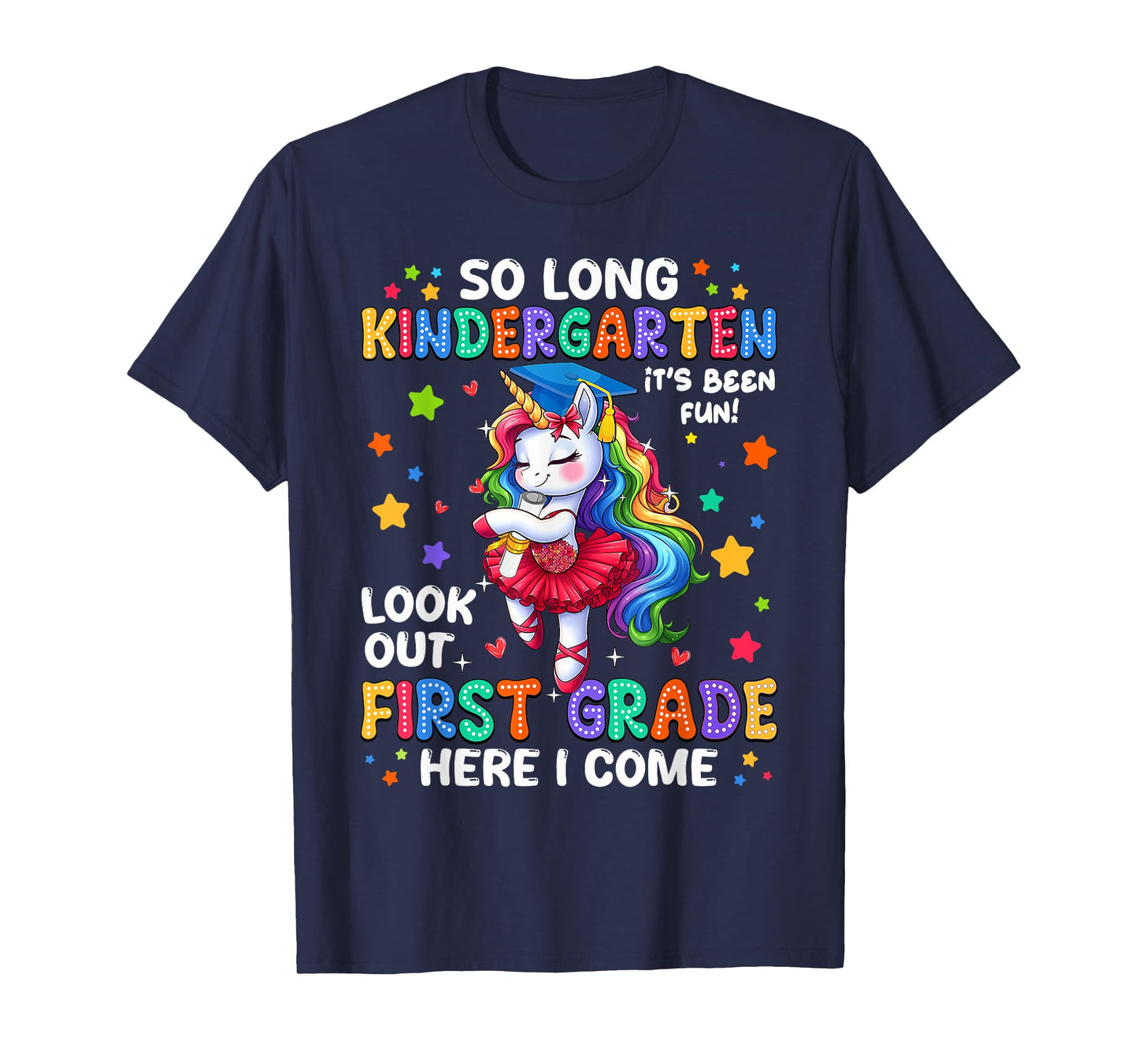Kindergarten Graduation 2025 Cute Unicorn Girl Graduate Kids T-Shirt