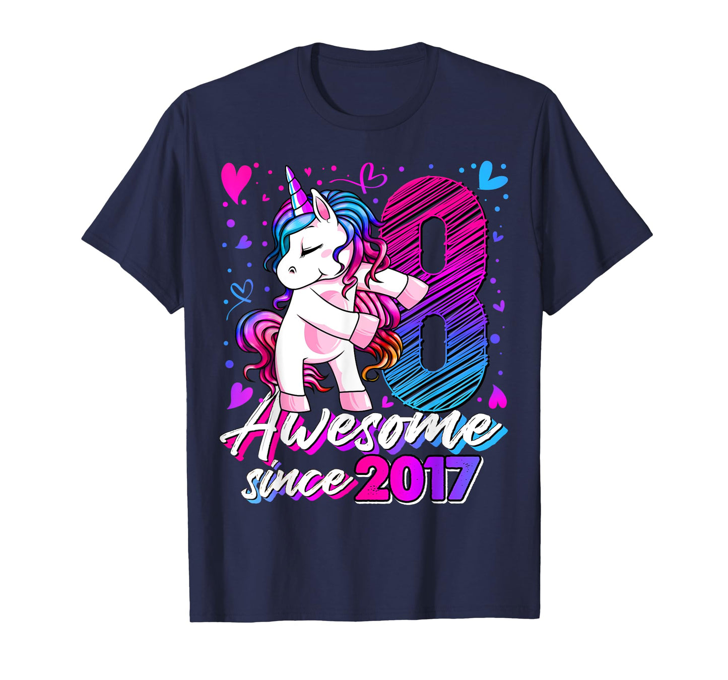 8 Year Old Unicorn Gifts For Girls 8th Birthday Girl Party T-Shirt
