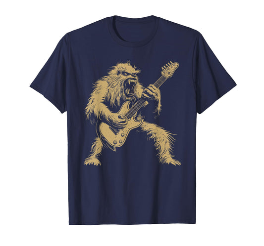 Funny Bigfoot Playing Guitar Star Rock & Roll Men Women Kids T-Shirt