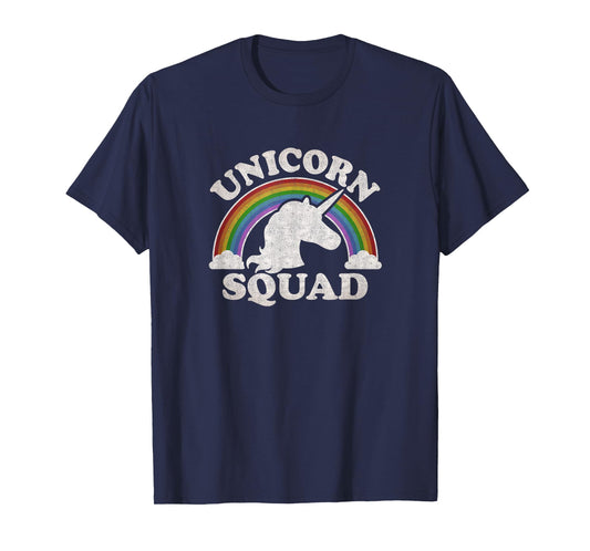 Rainbow Clouds Retro Vintage Style Unicorn Squad T-Shirt