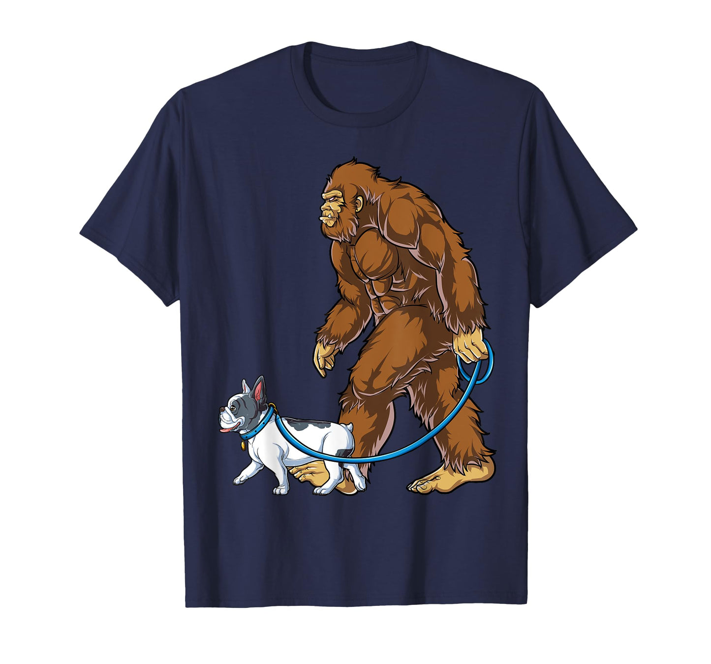 Bigfoot French Bulldog Dog Walk Funny Sasquatch Lovers Men T-Shirt