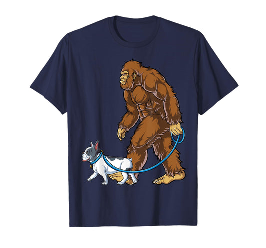 Bigfoot French Bulldog Dog Walk Funny Sasquatch Lovers Men T-Shirt