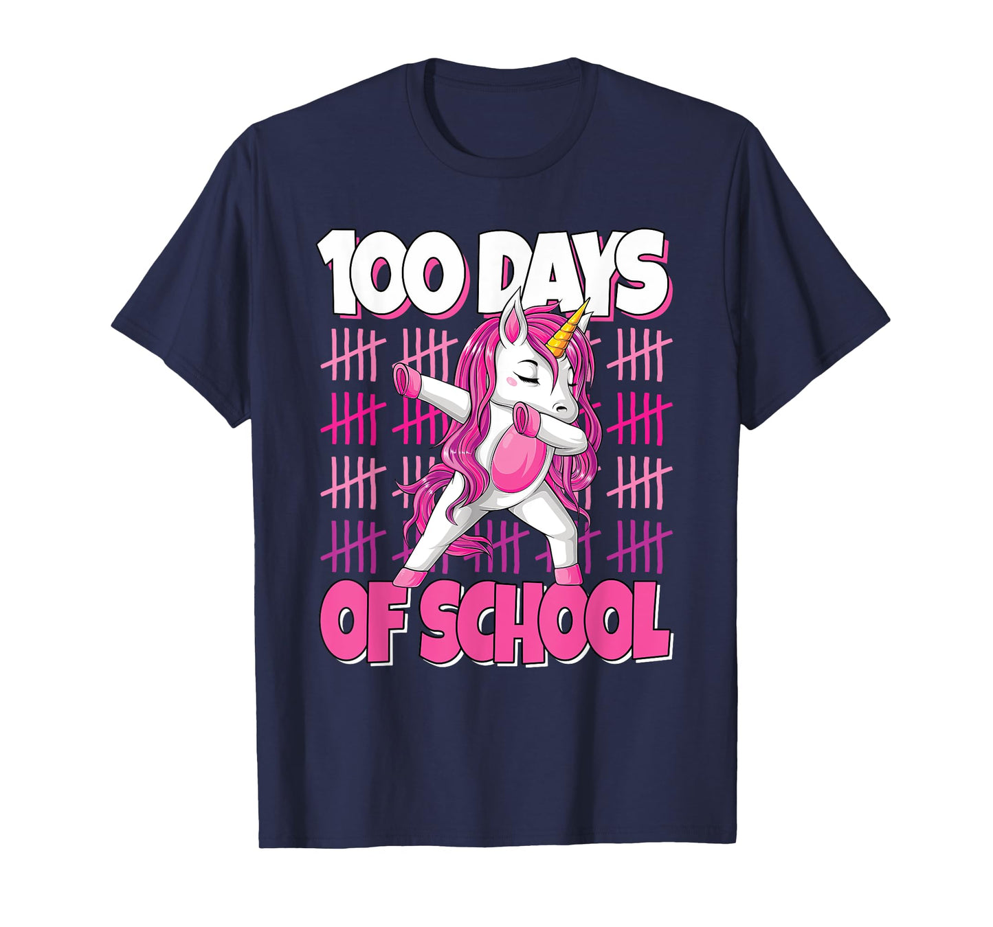 100 Days Of School Dabbing Unicorn 100th Day Of School Girls T-Shirt