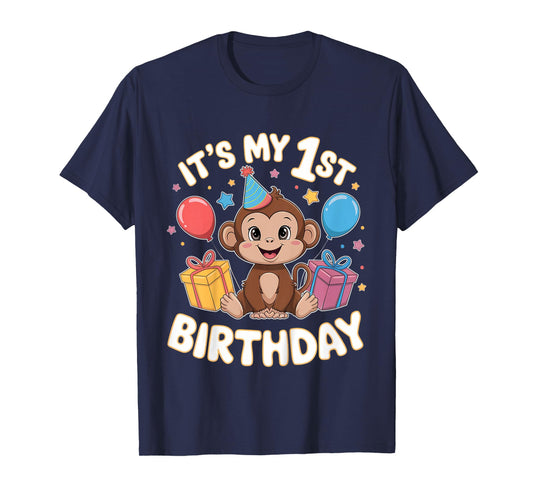 Kids 1st Birthday Monkey Party Design T-Shirt