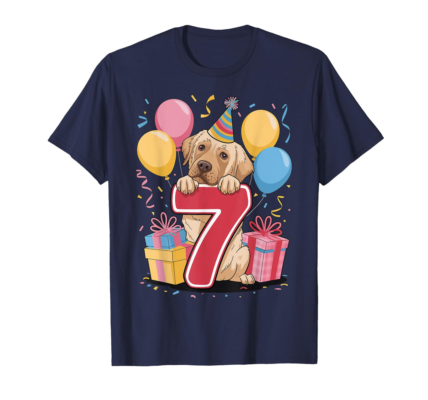 Lab 7th birthday boy girl 7 years seven Labrador Retriever T-Shirt