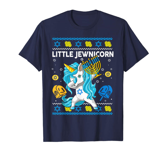 Ugly Hanukkah Sweater Little Jewnicorn Unicorn Toddler Girl T-Shirt