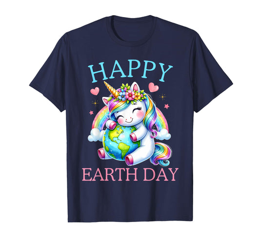 Cute Unicorn Happy Earth Day Groovy Women Men Kids T-Shirt