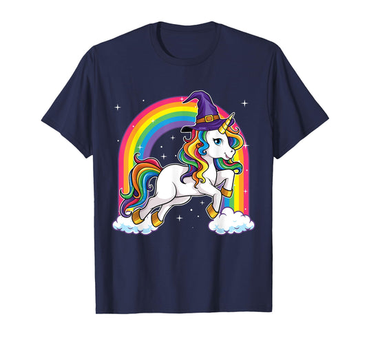 Unicorn Halloween Shirt for Girls Kids Women Witch T-Shirt