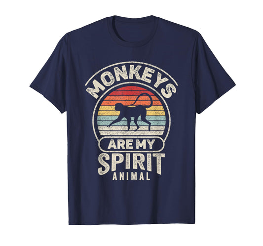 Retro Monkeys Are My Spirit Animal Monkey Lover T-Shirt