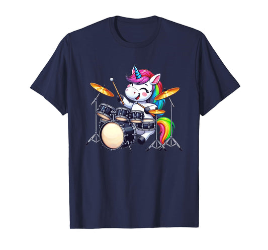 Unicorn Drummer Girls Women Drums Unicorn Drumming T-Shirt