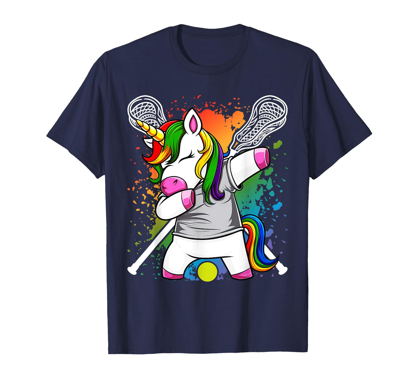 Unicorn Head Lacrosse Funny Lax Sports Women Kids Girls T-Shirt