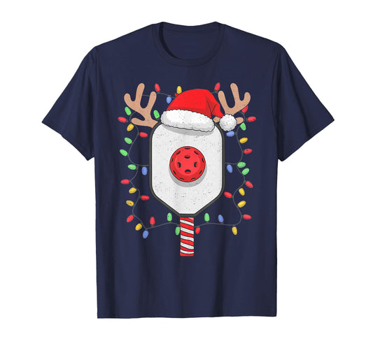 Pickleball Player Christmas Holiday Reindeer Xmas Men Women T-Shirt