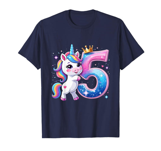 Birthday 5 Years Old 5th Birthday Girls Unicorn T-Shirt