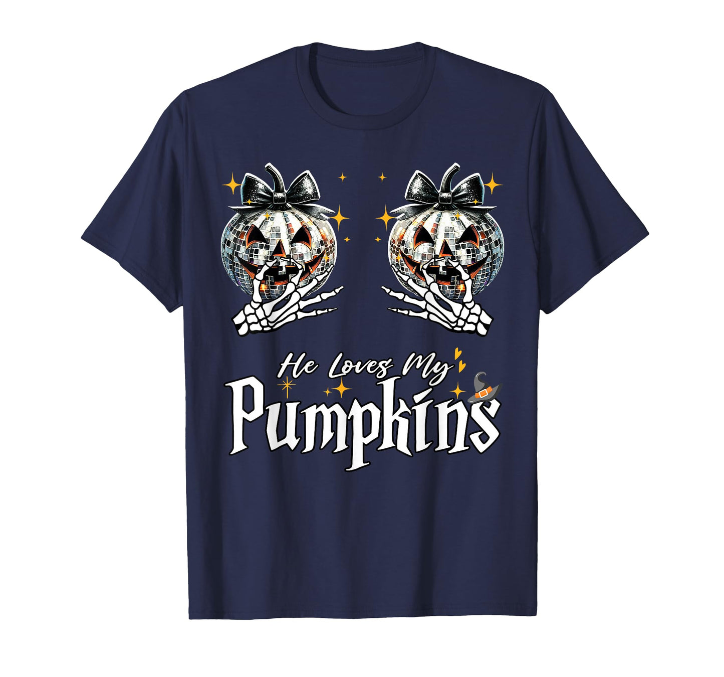 He Loves My Pumpkins I Love His Broomstick Couples Skeleton T-Shirt
