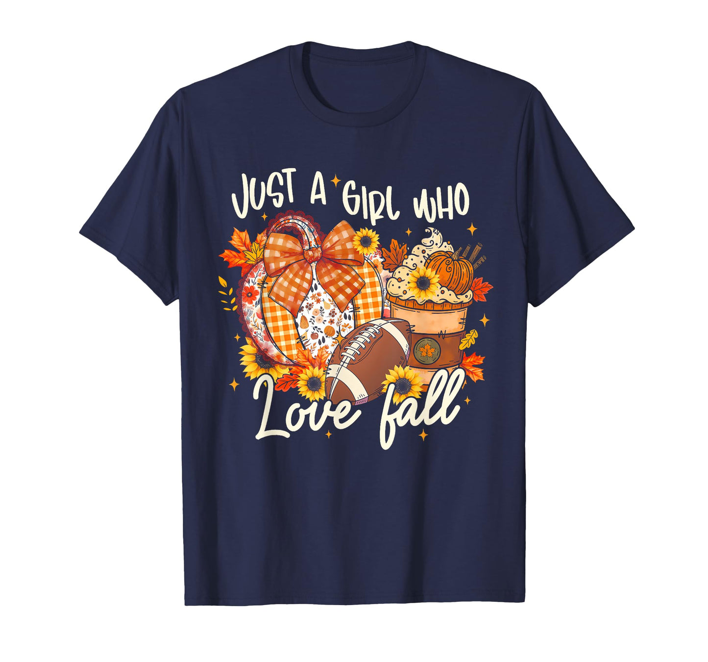 Just A Girl Who Loves Fall Coquette Pumpkin Spice Football T-Shirt