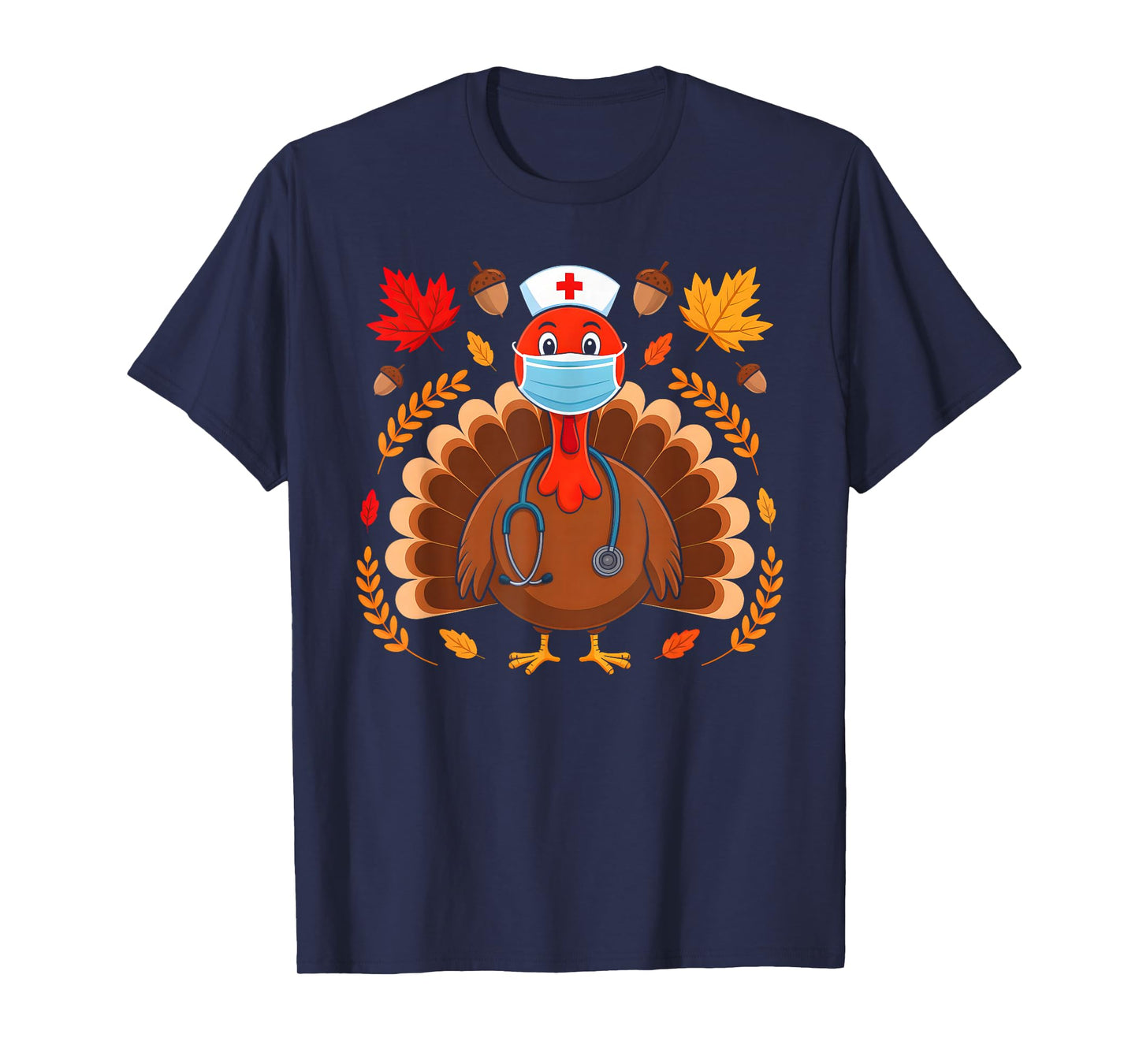 Turkey Nurse Thanksgiving Scrub Tops Women Nursing Holiday T-Shirt
