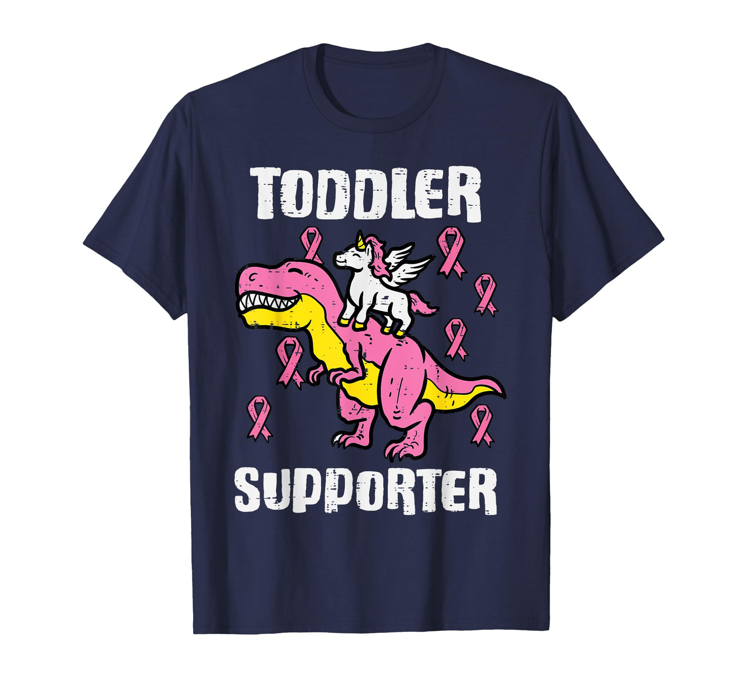 Unicorn Dino Toddler Supporter Breast Cancer Awareness Girl T-Shirt