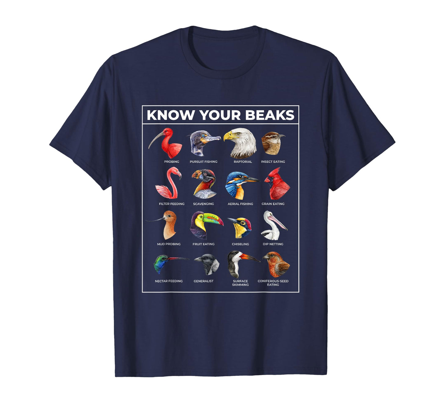 Know Your Beaks Types of Birds Shirt for Twitcher T-Shirt