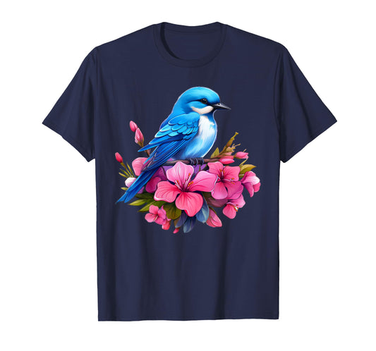 Cottagecore Aesthetic Floral Bluebird Bird Orchids T-Shirt