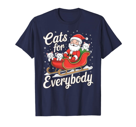 Cats for Everybody Christmas Shirt Funny Xmas Women Santa T-Shirt