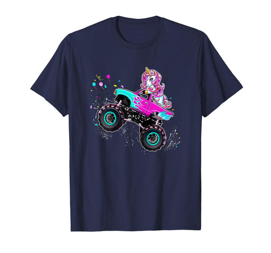 Unicorn Drive a Monster Truck -Unicorn Birthday Daughter T-Shirt