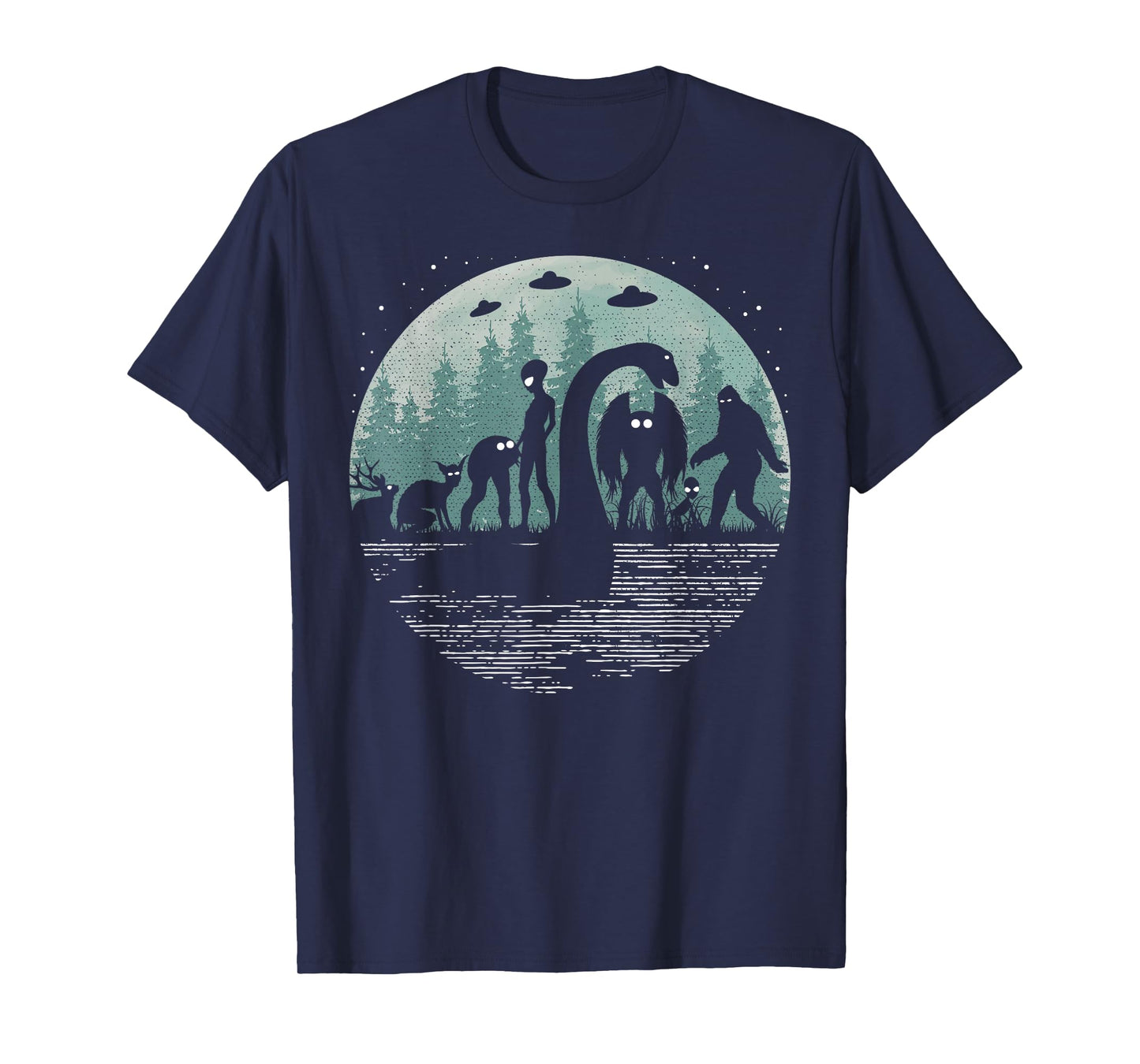 Bigfoot Loch Ness Monster With Mothman Aliens! Funny Cryptid T-Shirt