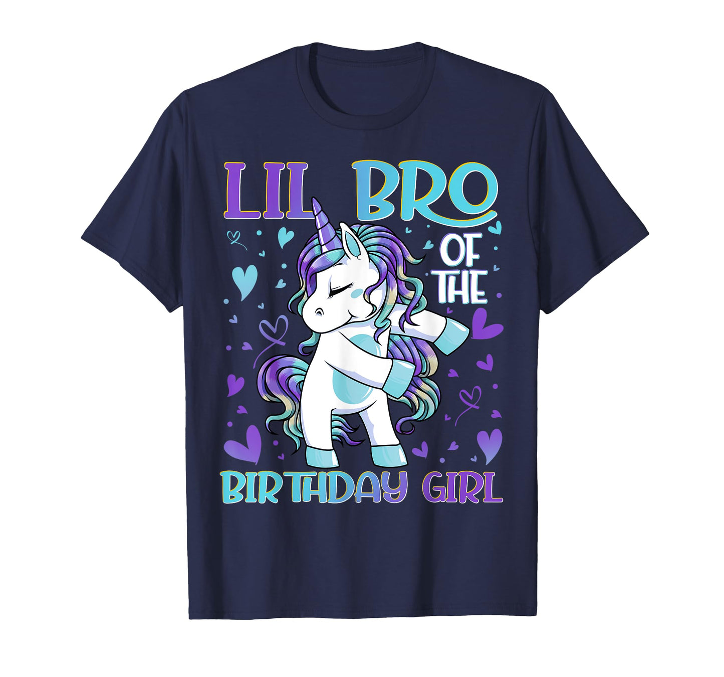 Lil Bro of the Birthday Girl Flossing Unicorn Little Brother T-Shirt