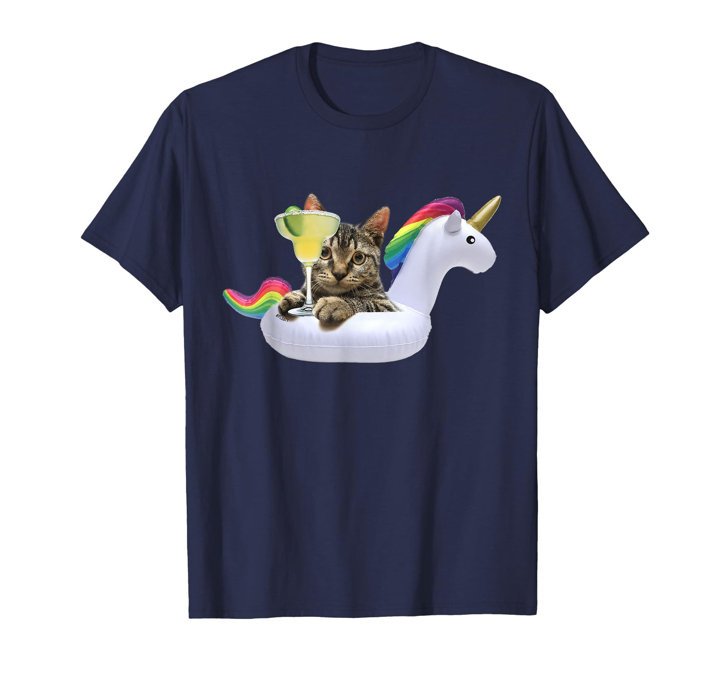 Summer Kitty With Margarita Unicorn Float Funny Cat Tshirt Men Women T-Shirt