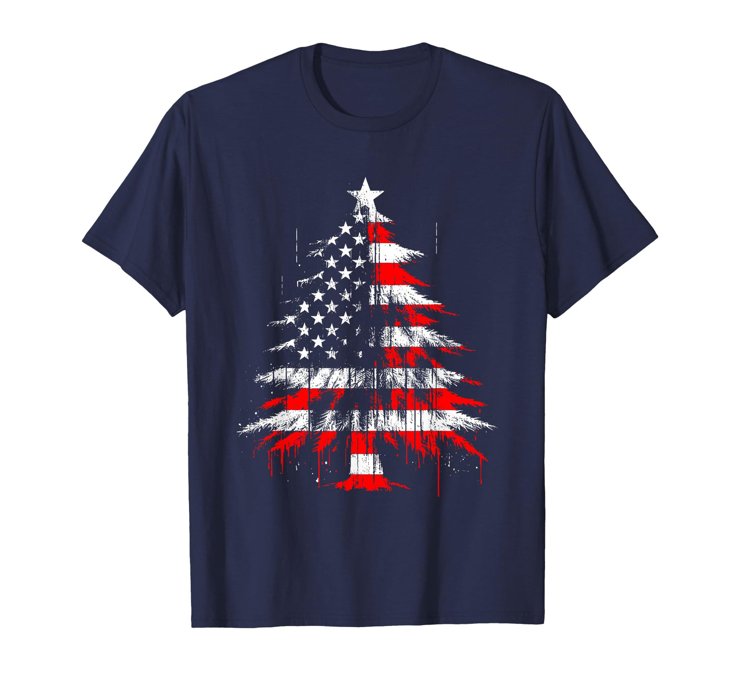 Christmas Tree American Flag - Patriotic USA Xmas Lover T-Shirt