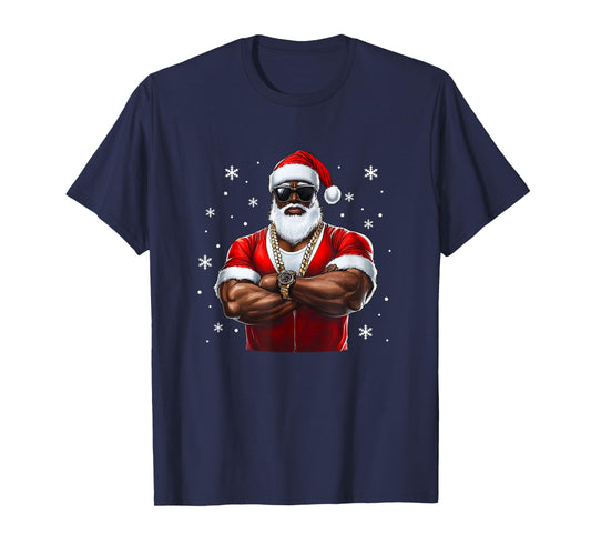 African American Santa Christmas Cool Afro Black X-Mas T-Shirt