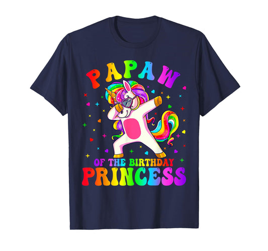Papaw of the Birthday Princess Girl Dabbing Unicorn Funny T-Shirt