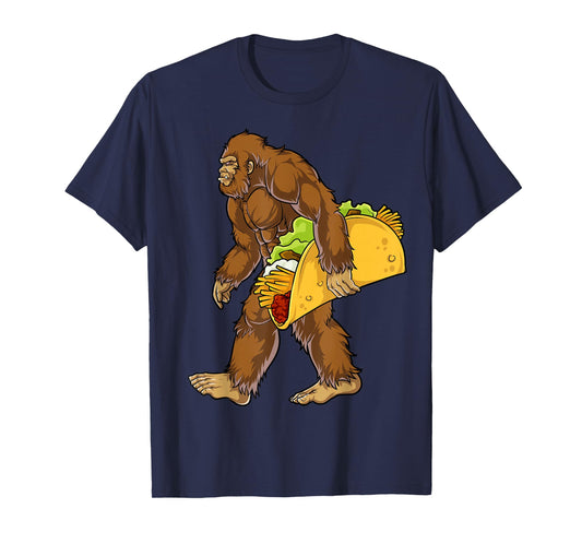 Bigfoot Carrying Taco Funny Cinco de Mayo Boys Men Sasquatch T-Shirt