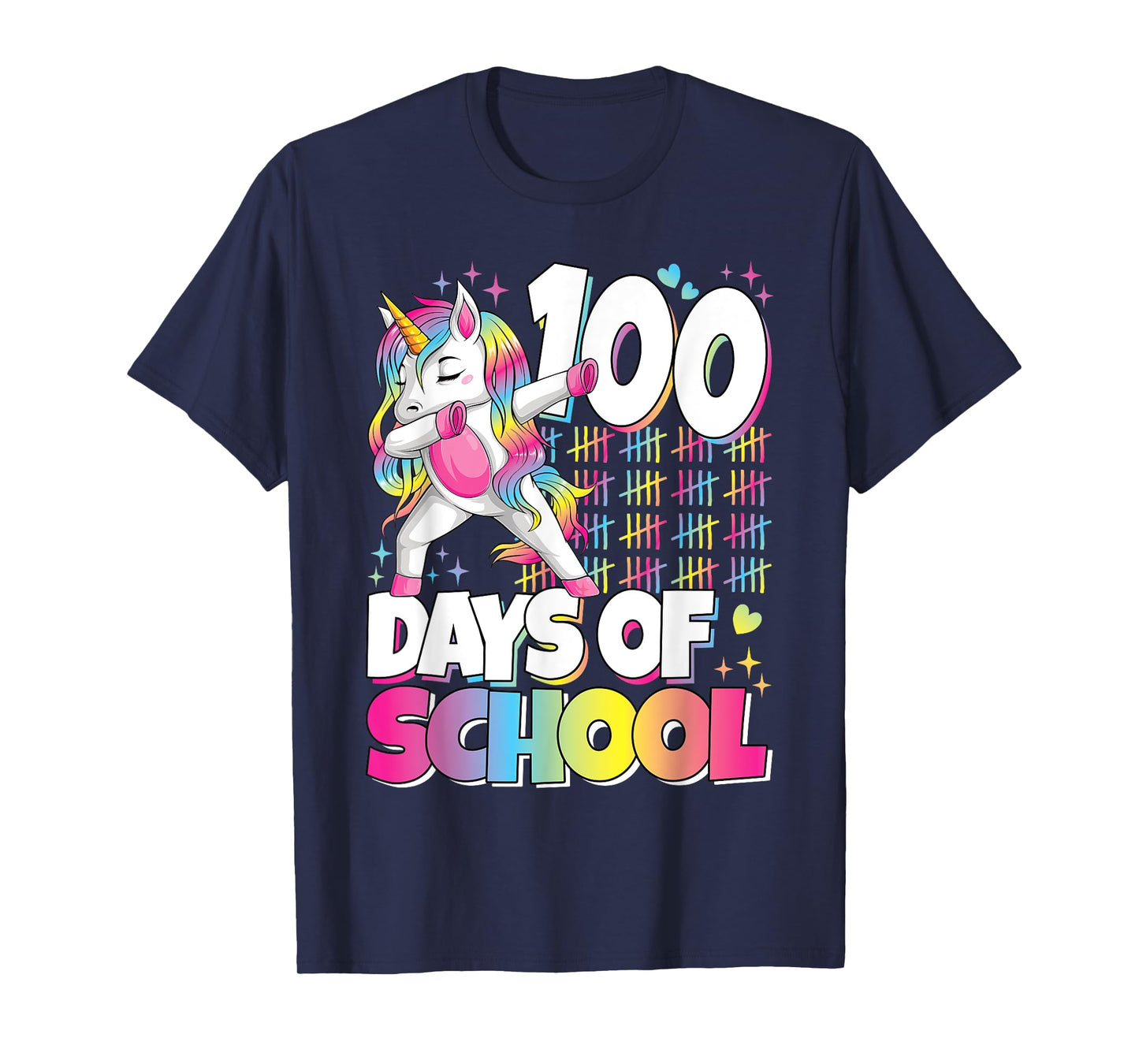 Cute 100 Days Of School Unicorn 100th Day Of School Girls T-Shirt