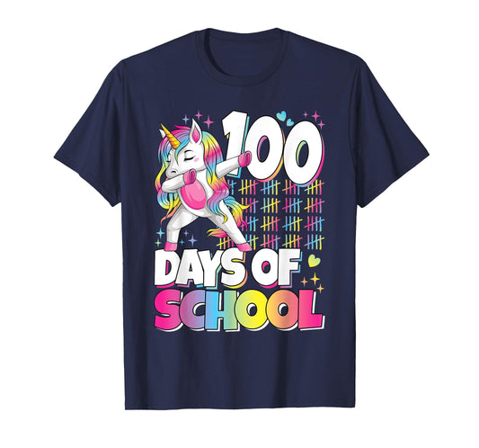 Cute 100 Days Of School Unicorn 100th Day Of School Girls T-Shirt