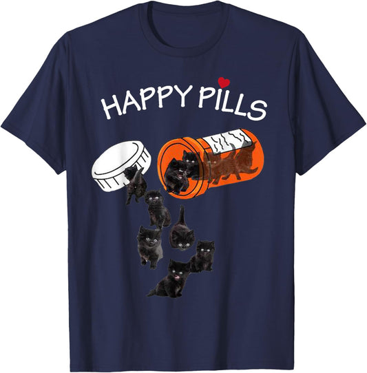 Happy Pills Black Cat T-Shirt