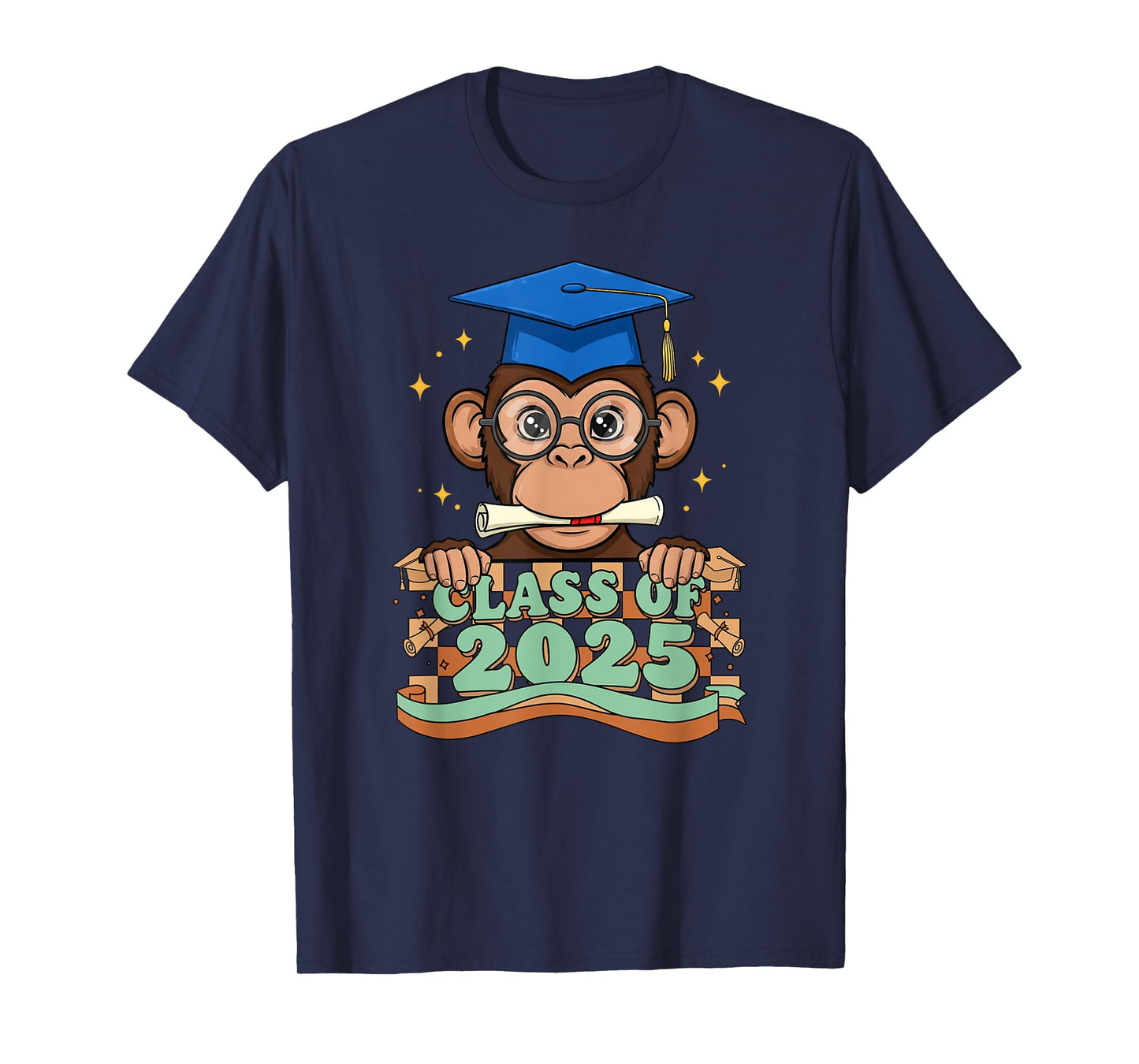 Graduate Monkey Class Of 2025 Kids Mens Womens Graduation T-Shirt