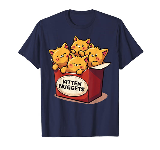 Cute Kitten Nuggets Chicken Nuggets Cat Lover Funny Cat Pun T-Shirt for Men Women Girls Kids