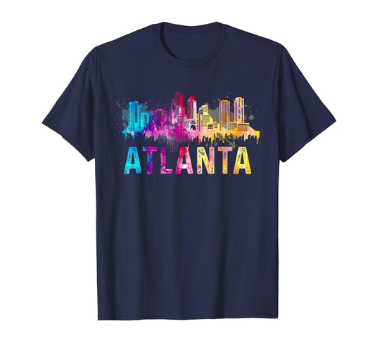 Atlanta Georgia Retro Watercolor Skyline Gifts T-Shirt