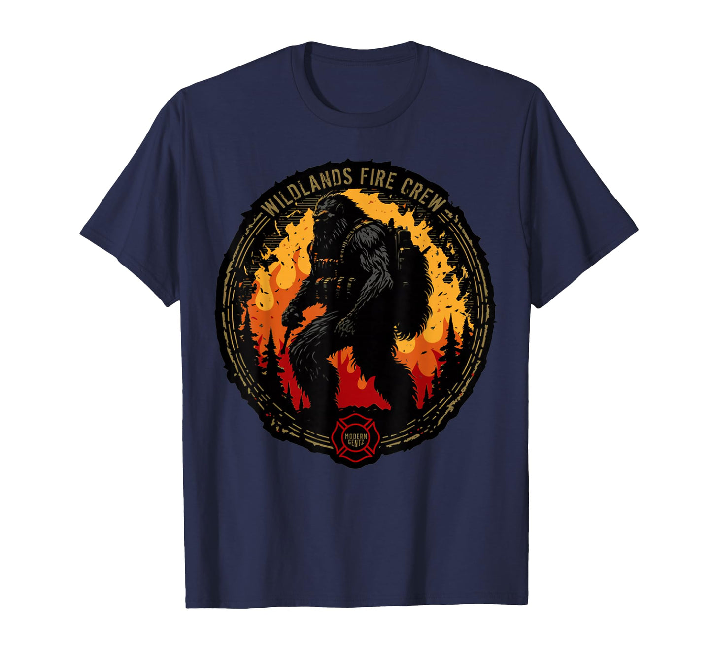 Retro Bigfoot Wildland Firefighter Sasquatch Fireman Gifts T-Shirt