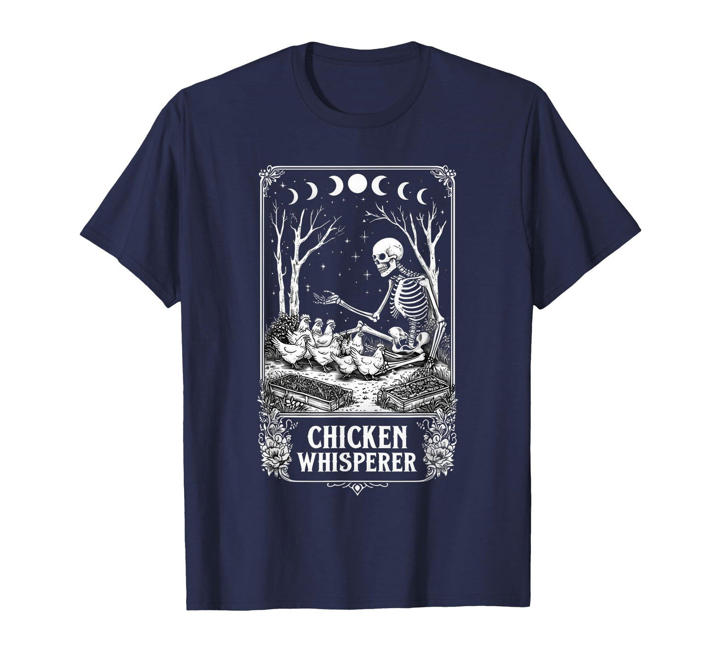 Skeleton Tarot Card design – Witchy Chicken Garden design T-Shirt