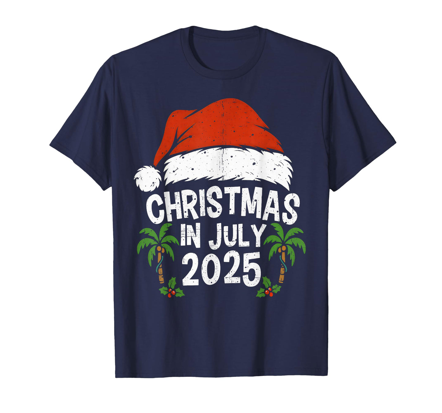 Santa Hat Christmas In July 2025 Family Vacation Summer 2025 T-Shirt