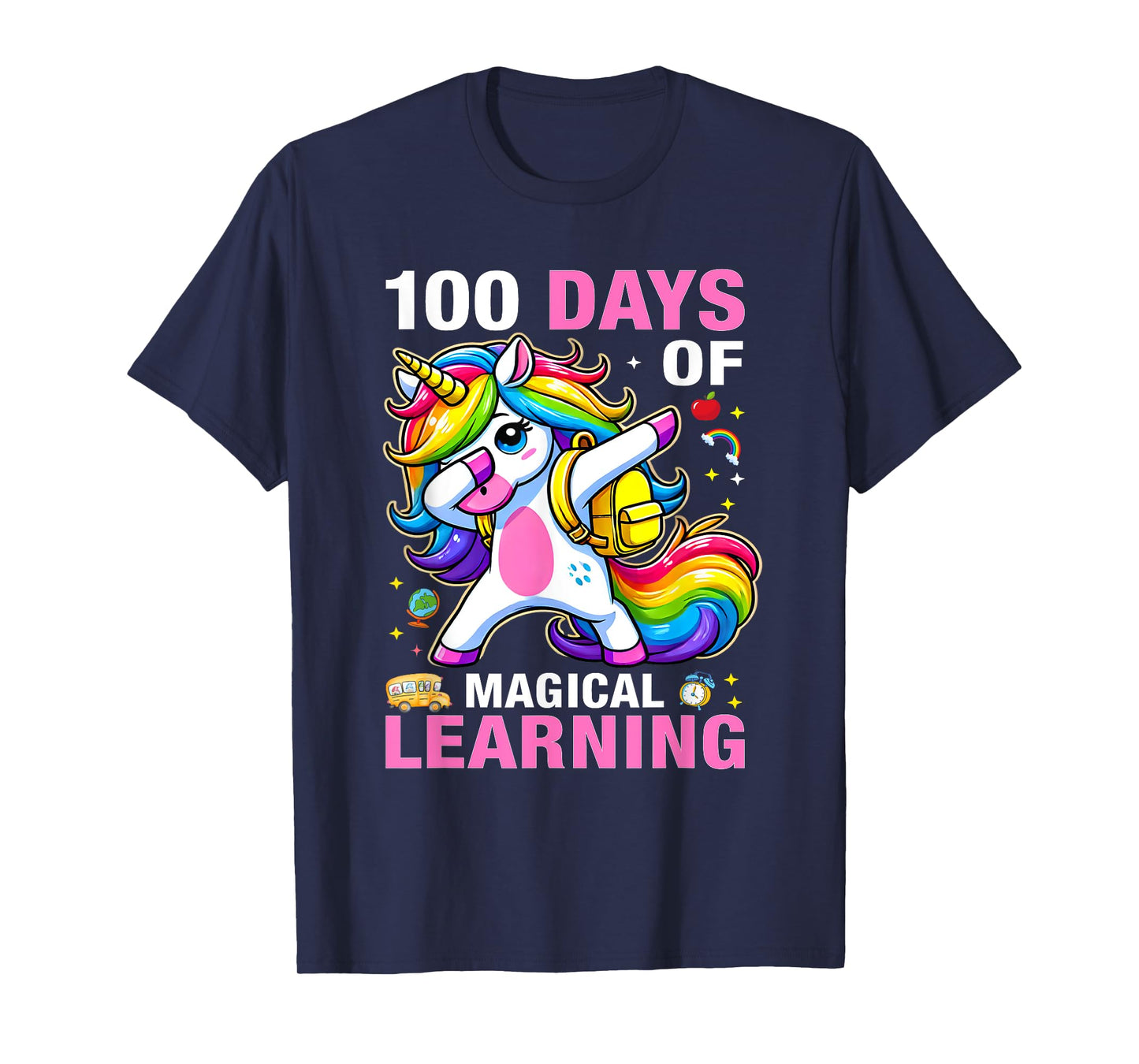 100 Days of Magical Learning Unicorn 100 Days Of School Girl T-Shirt